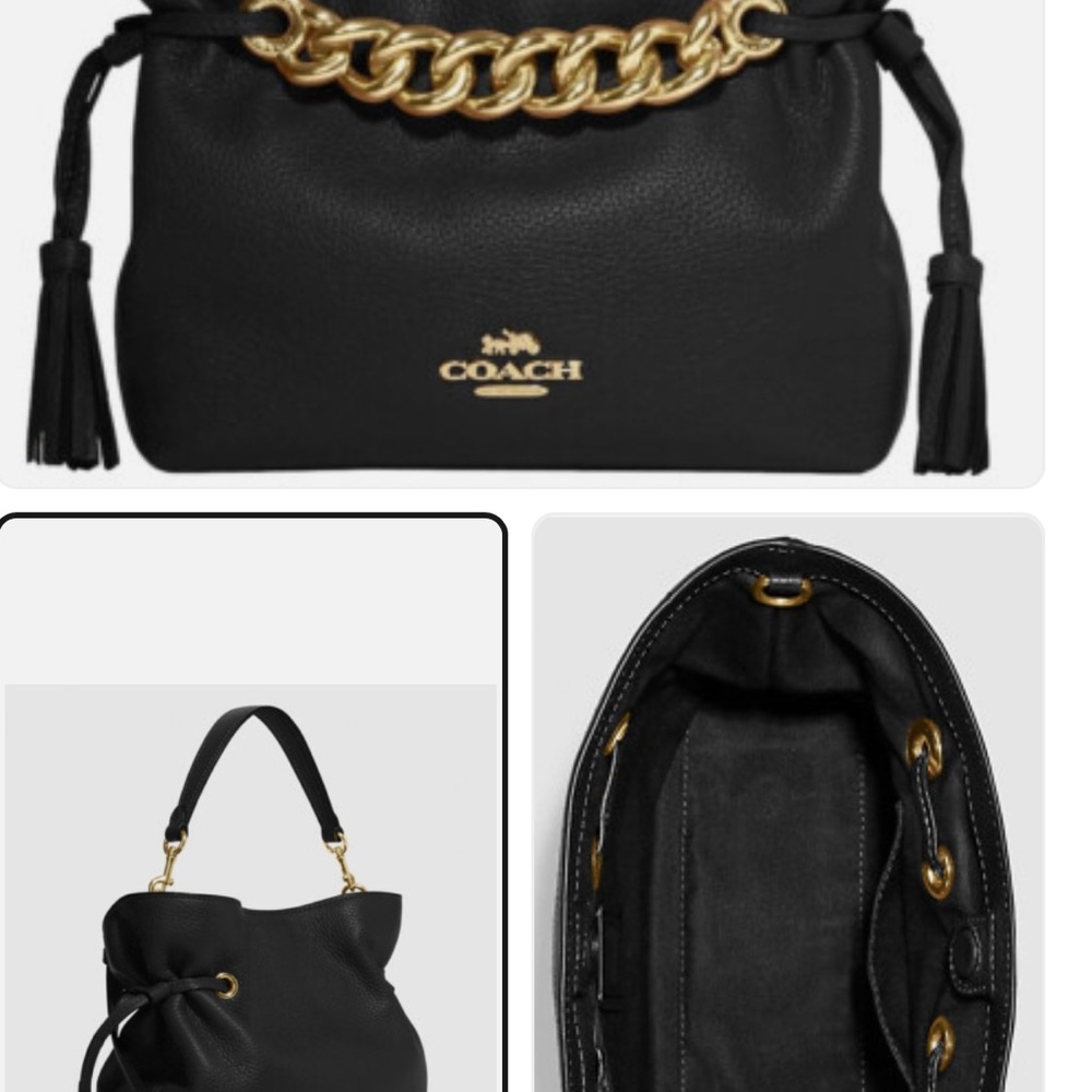 Coach Black Shoulder Bag with Gold Accents